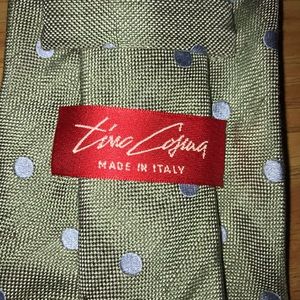 Tino Cosura Silk Tie Gray with Lite Blue dots